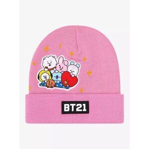 BT21 Cute Character Collage Pink Beanie Hat